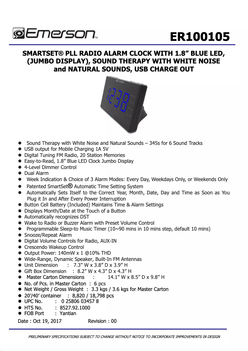 Page n°1 - Manuel utilisateur Emerson ER100105