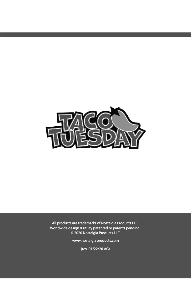 Page 1 de la notice Manuel utilisateur Taco Tuesday TTFGR20RD
