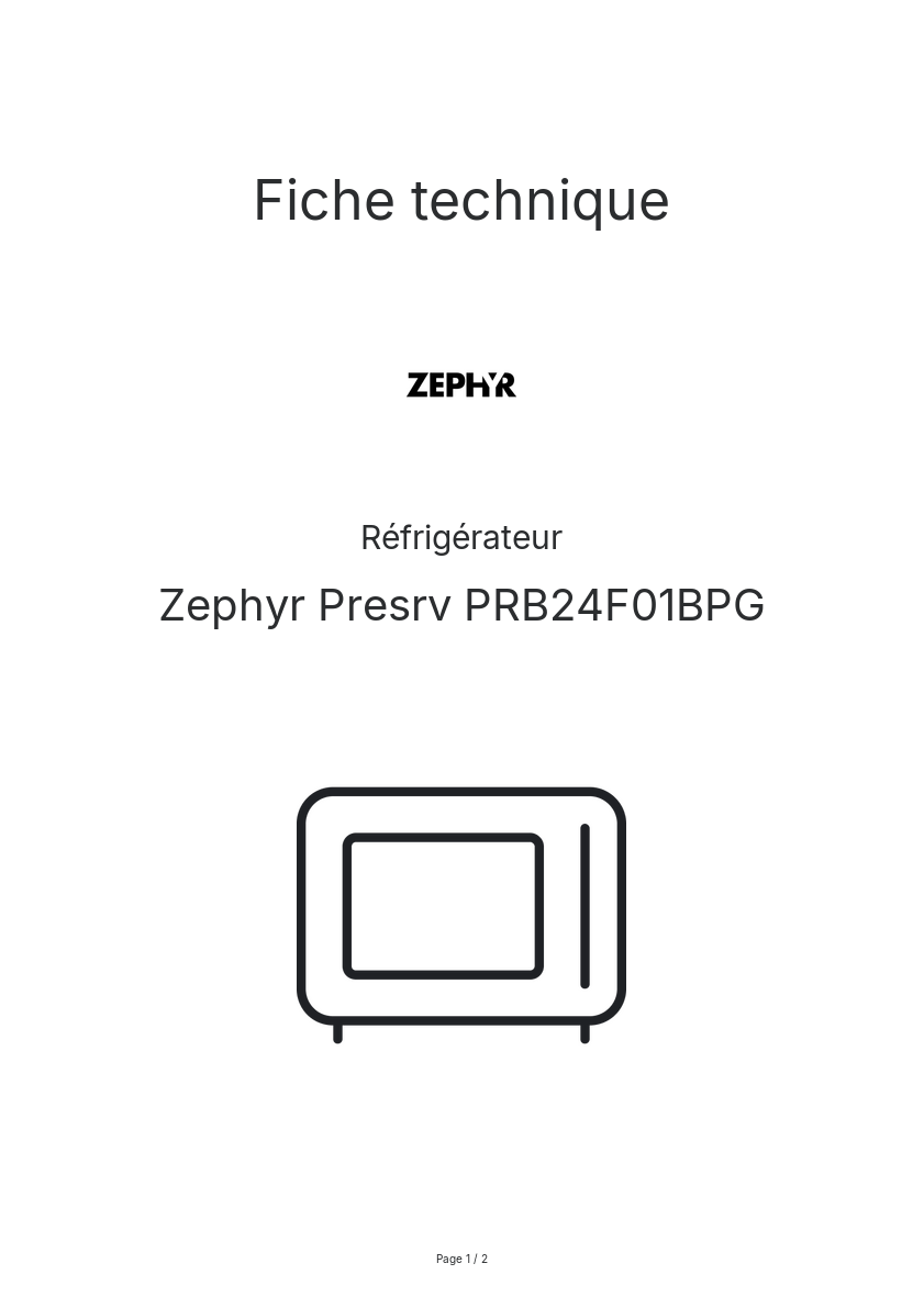 Page n°1 - Fiche technique Zephyr Presrv PRB24F01BPG