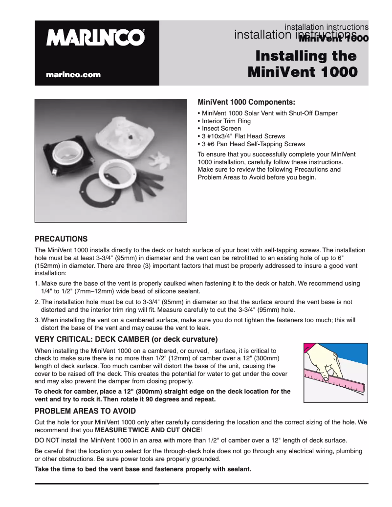 Image de la première page du manuel de l'appareil MiniVent 1000