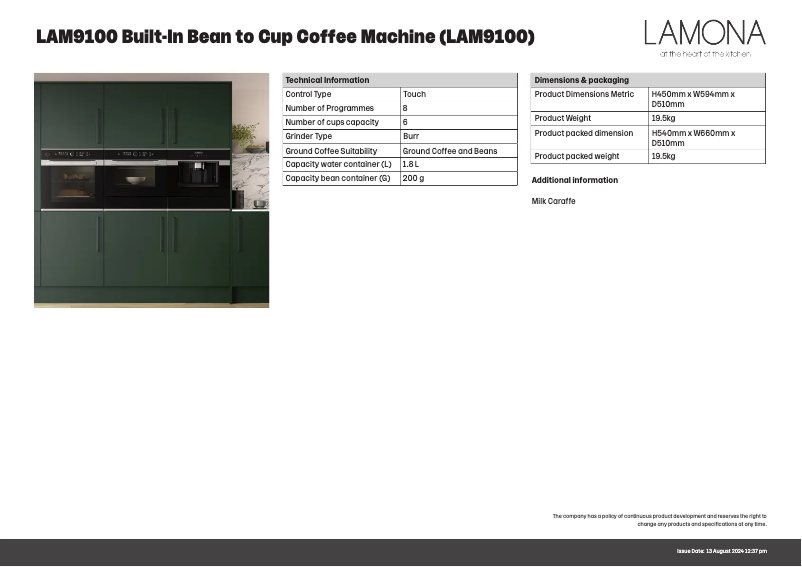 Page n°1 - Fiche technique Lamona LAM9100