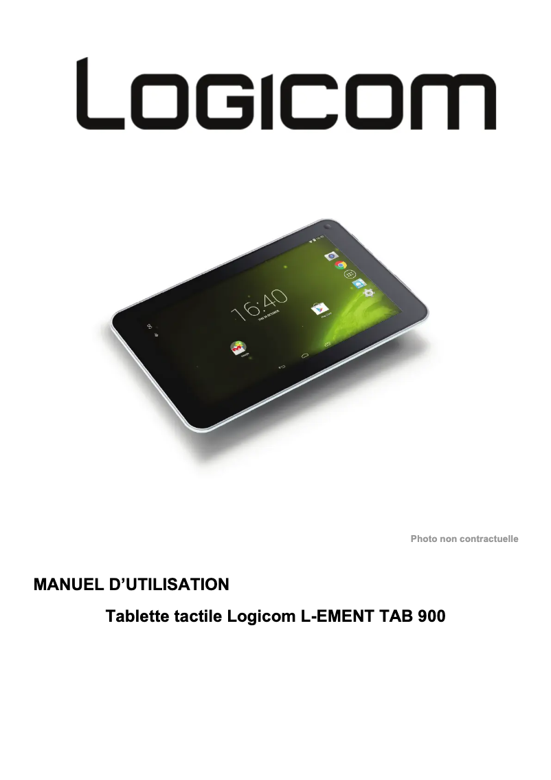 Page n°1 - Manuel utilisateur Logicom L-Ement Tab 900