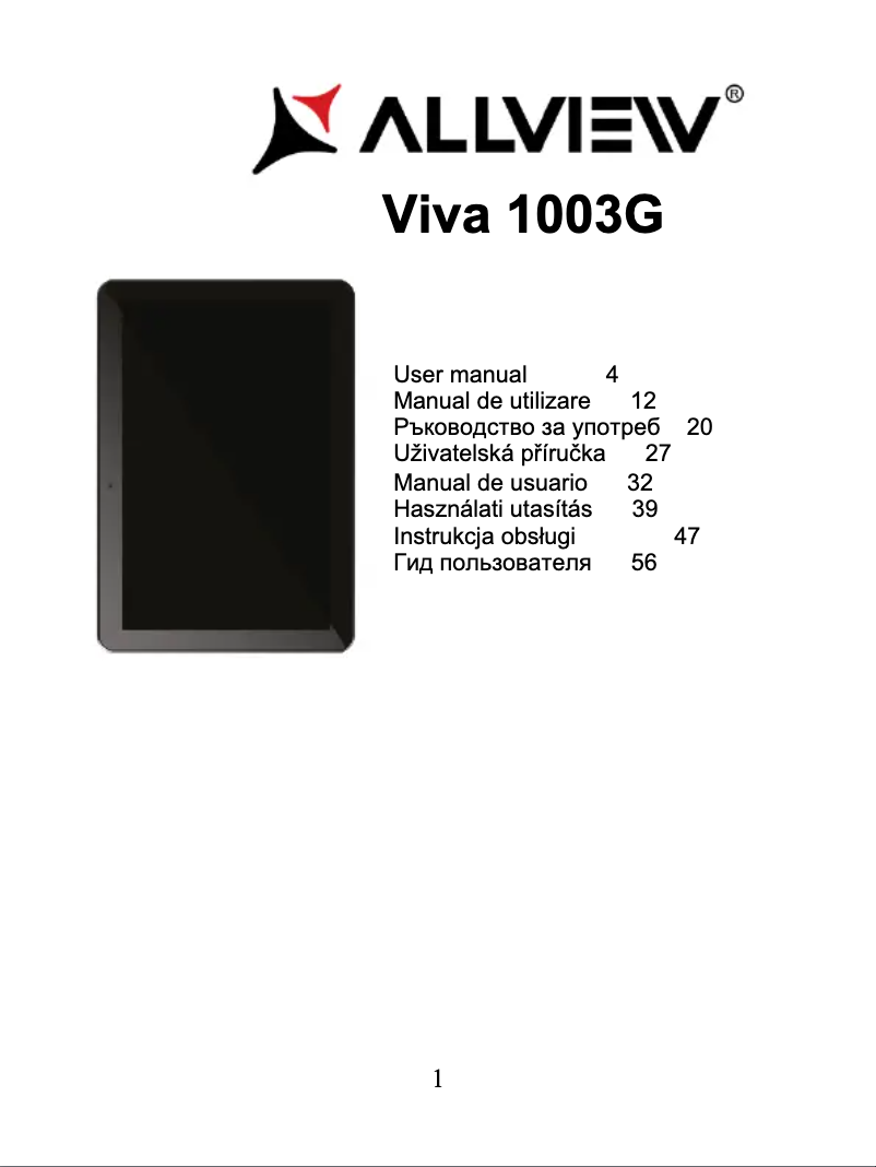 Image de la première page du manuel de l'appareil Viva 1003G