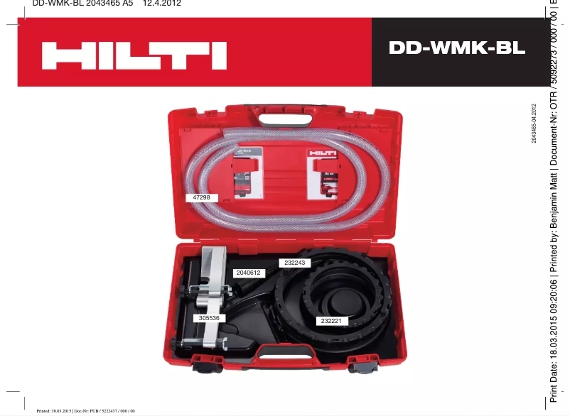 Page n°1 - Manuel utilisateur Hilti DD-WMK-BL