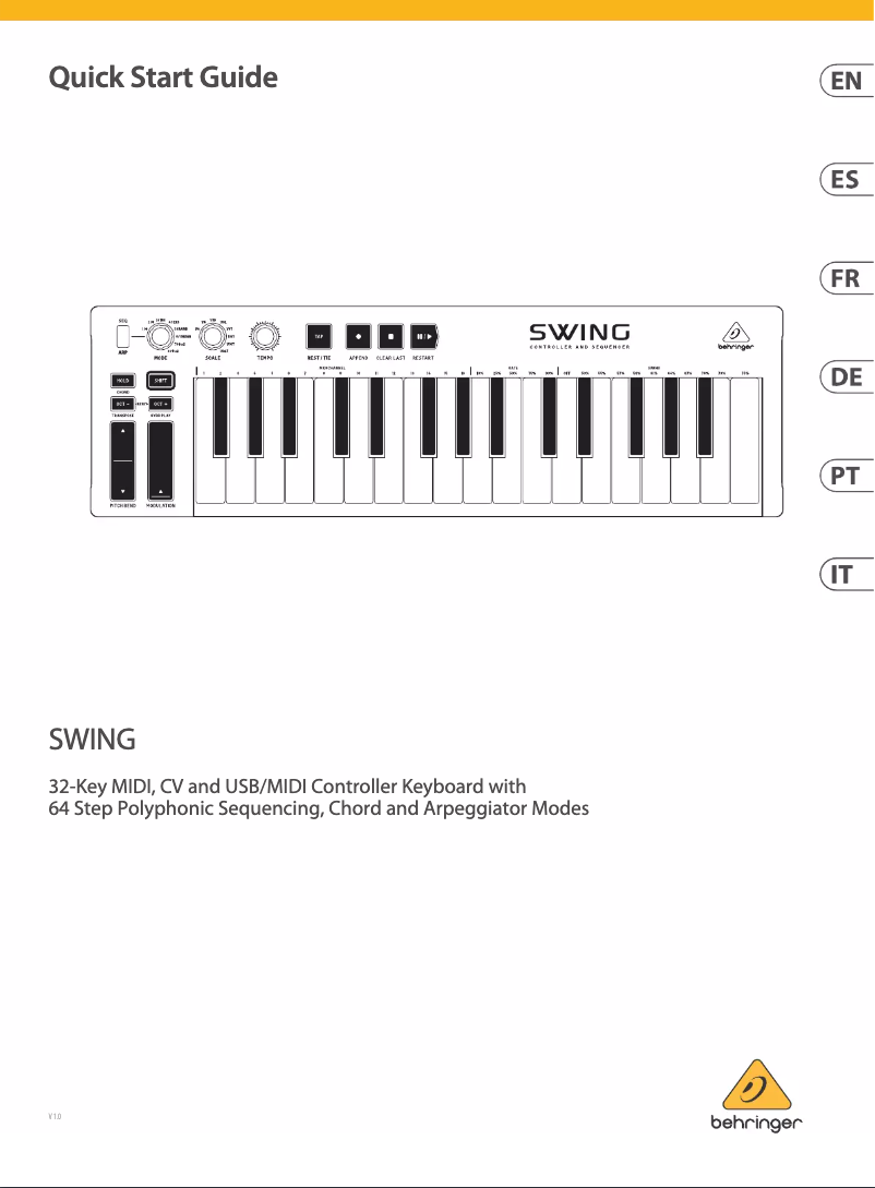 Image de la première page du manuel de l'appareil SWING