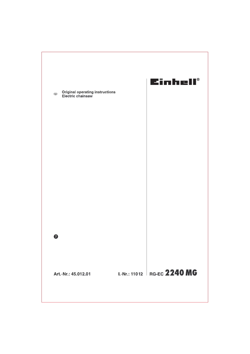 Page 1 de la notice Manuel utilisateur Einhell RG-EC 2240