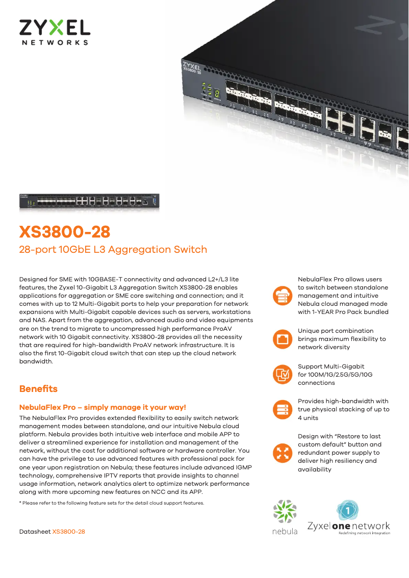 Page n°1 - Fiche technique ZyXEL XS3800-28