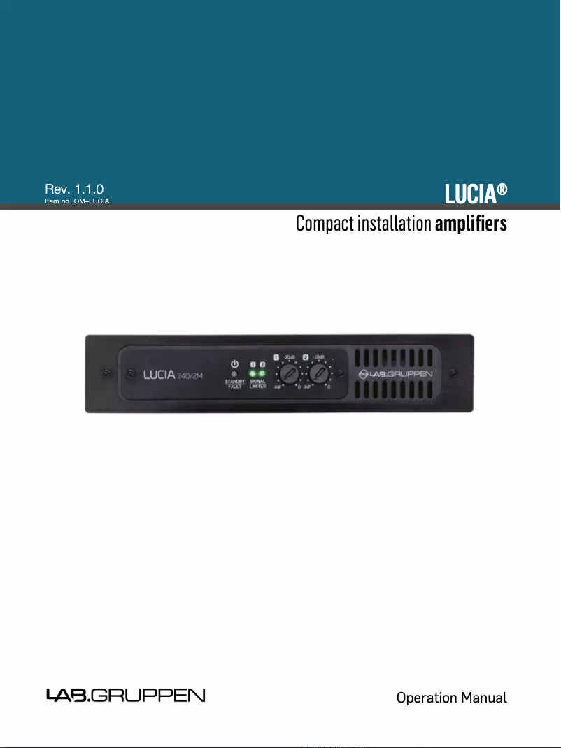 Page n°1 - Manuel utilisateur Lab Gruppen LUCIA 120/2M