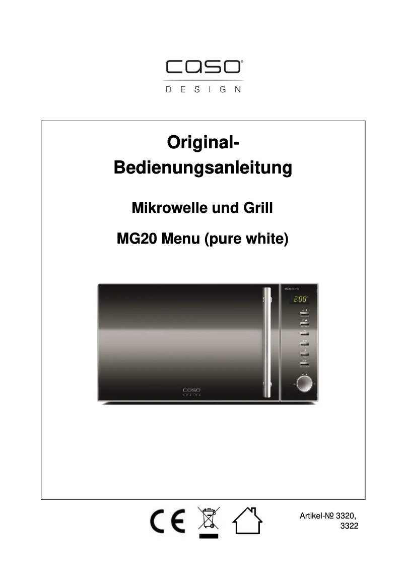 Image de la première page du manuel de l'appareil MG 20 Menu