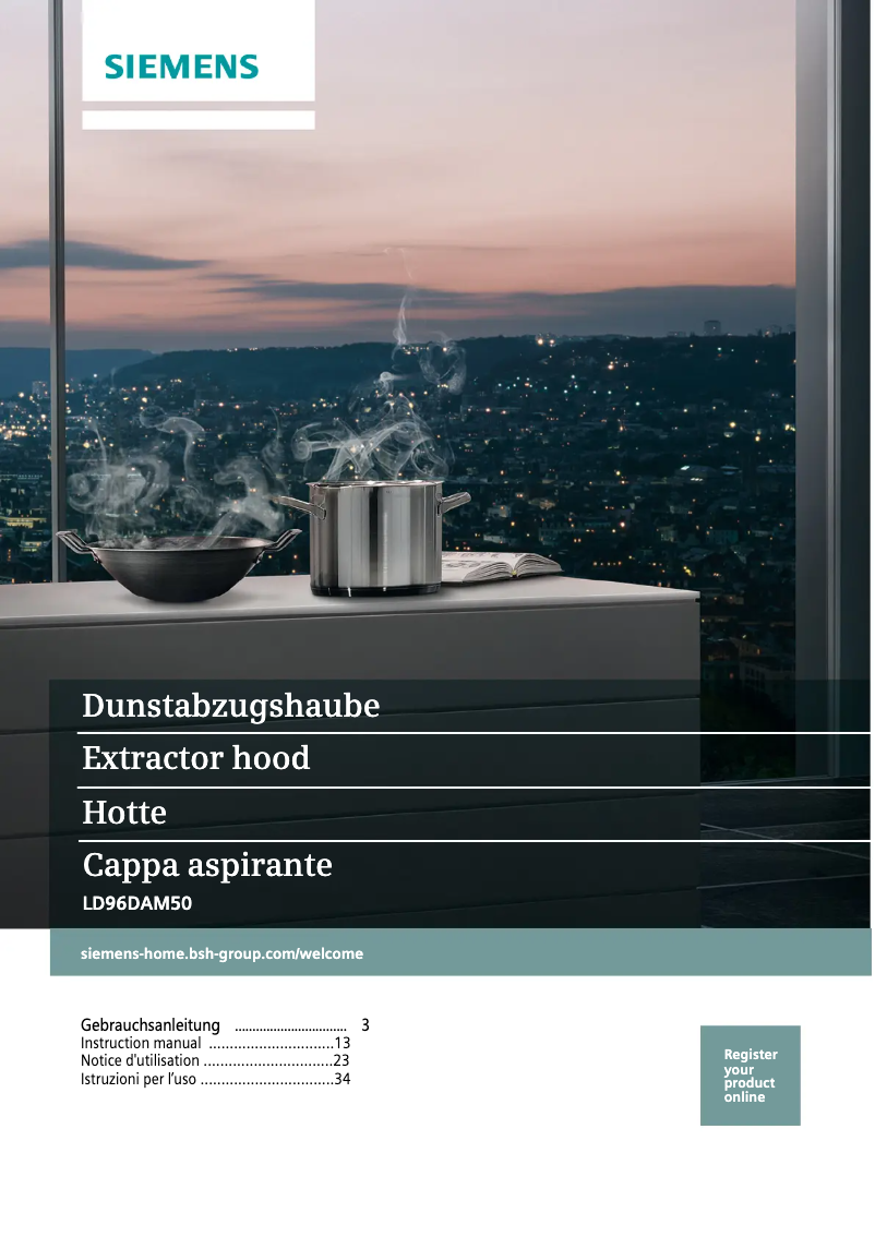 Page 1 de la notice Manuel utilisateur Siemens iQ500 LD96DAM50