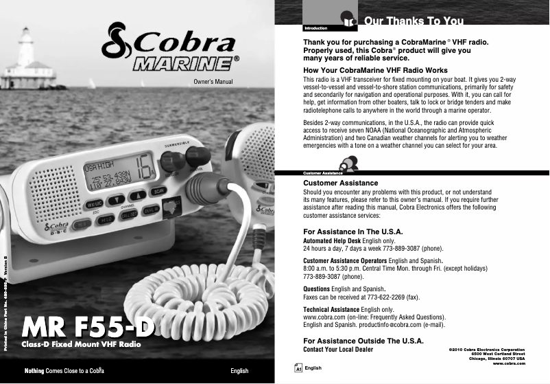 Page n°1 - Manuel utilisateur Cobra MR F55-D