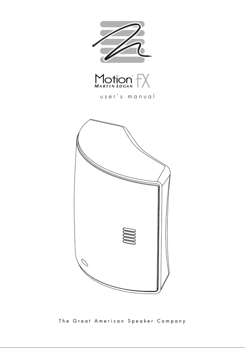 Page 1 de la notice Manuel utilisateur Martin Logan Motion FX