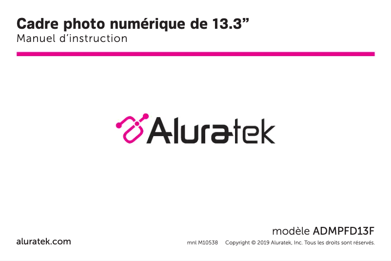 Page 1 de la notice Manuel utilisateur Aluratek ADMPFD13F