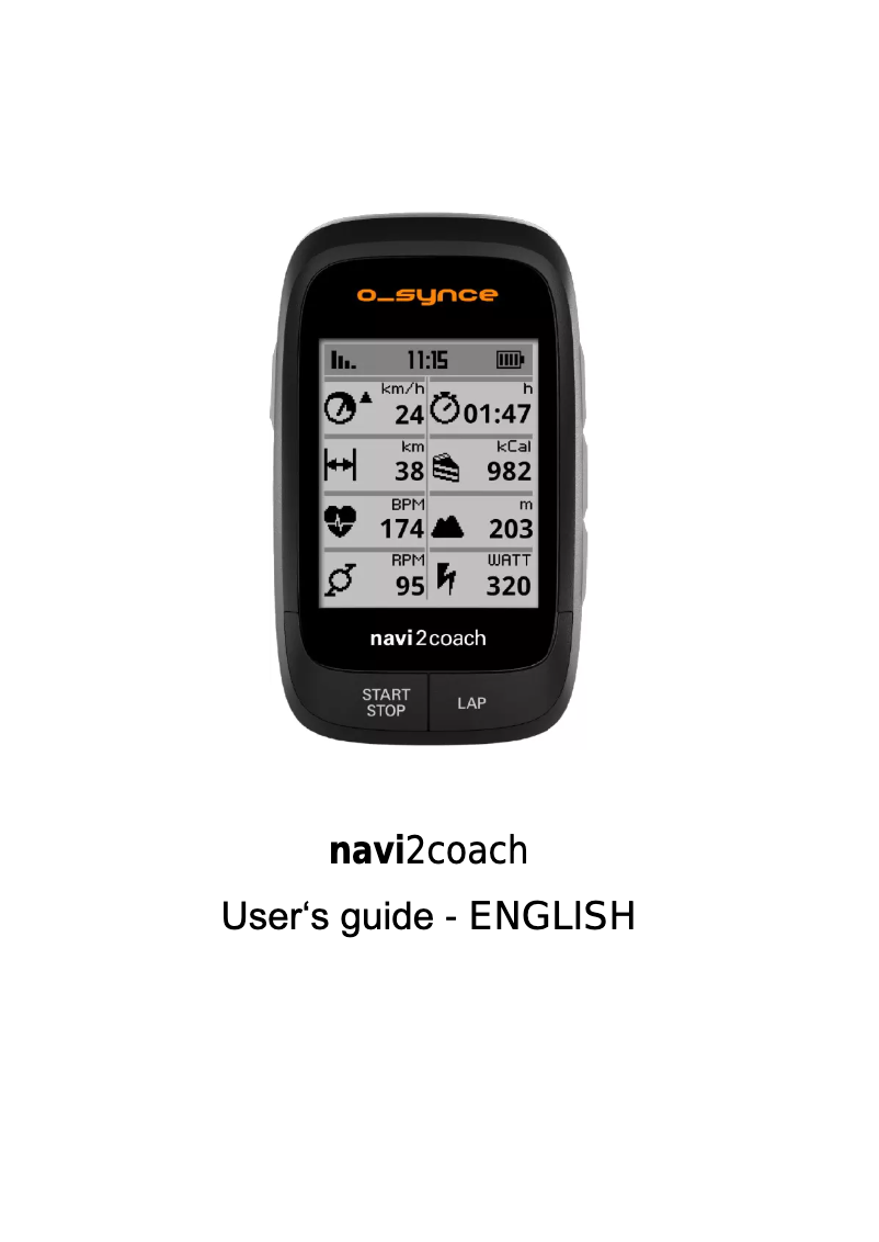 Page n°1 - Manuel utilisateur OSynce Navi2coach
