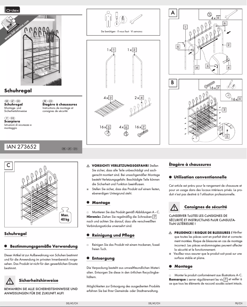 Page n°1 - Manuel utilisateur Ordex IAN 273652