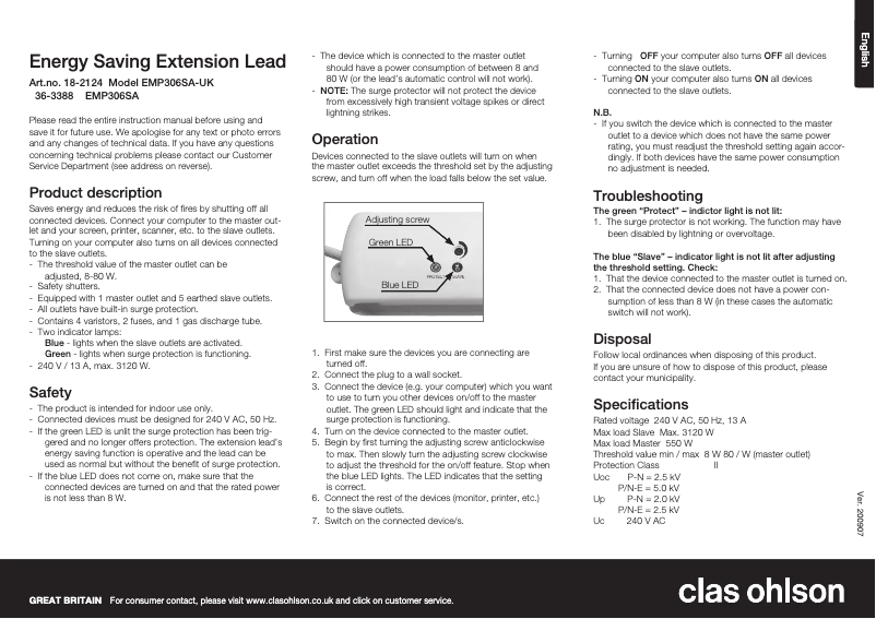 Page 1 de la notice Manuel utilisateur Cotech EMP306SA