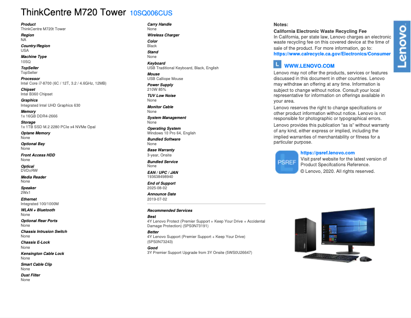 Image de la première page du manuel de l'appareil ThinkCentre M720t