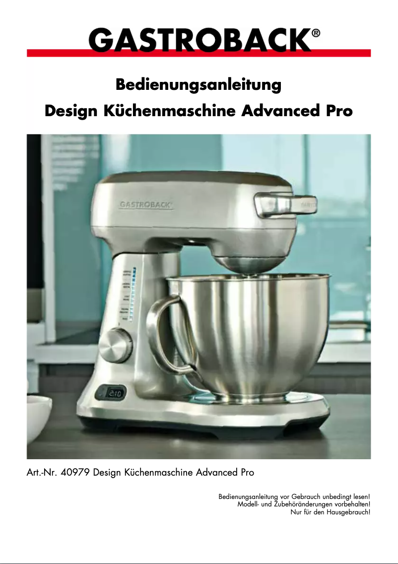 Image de la première page du manuel de l'appareil Advanced Pro 40979