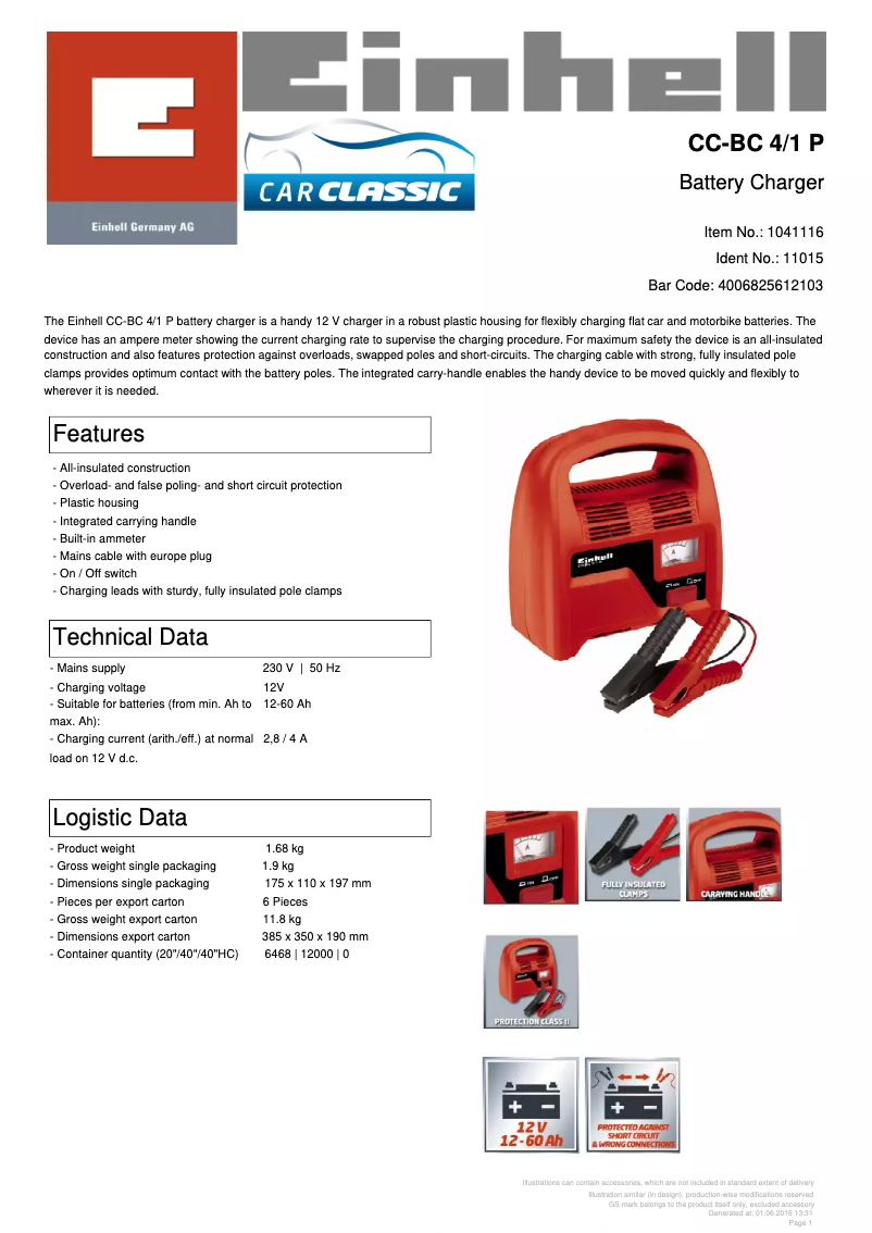 Image de la première page du manuel de l'appareil CC-BC 4/1 P