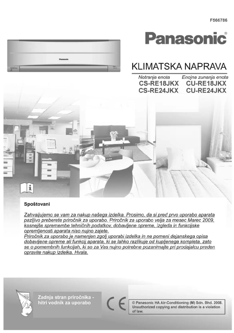 Page n°1 - Manuel utilisateur Panasonic CU-RE18JKX