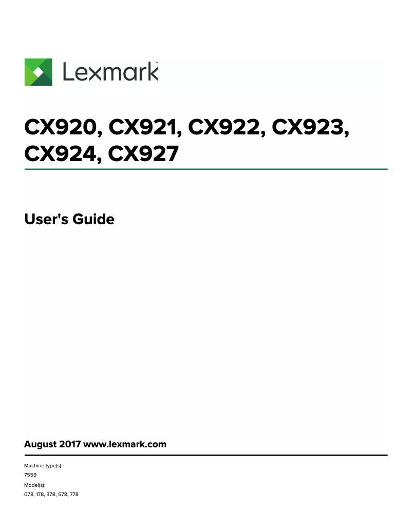 Page 1 de la notice Manuel utilisateur Lexmark CX921de