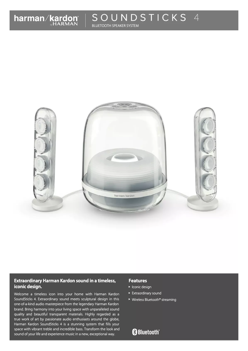 Página 1 del manual Ficha técnica Harman Kardon SoundSticks 4