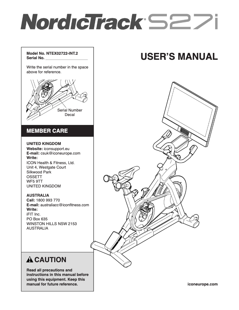 Image de la première page du manuel de l'appareil Commercial S27i