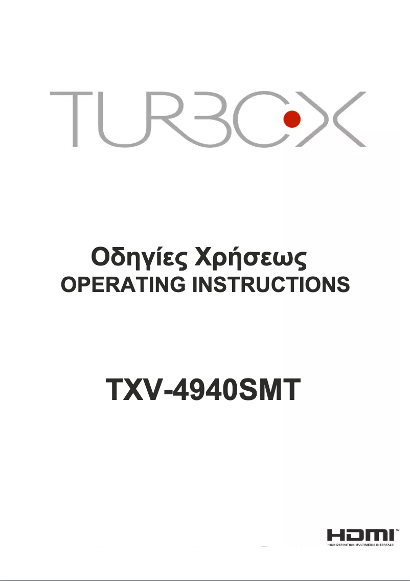 Page n°1 - Manuel utilisateur Turbo-X TXV-4940SMT