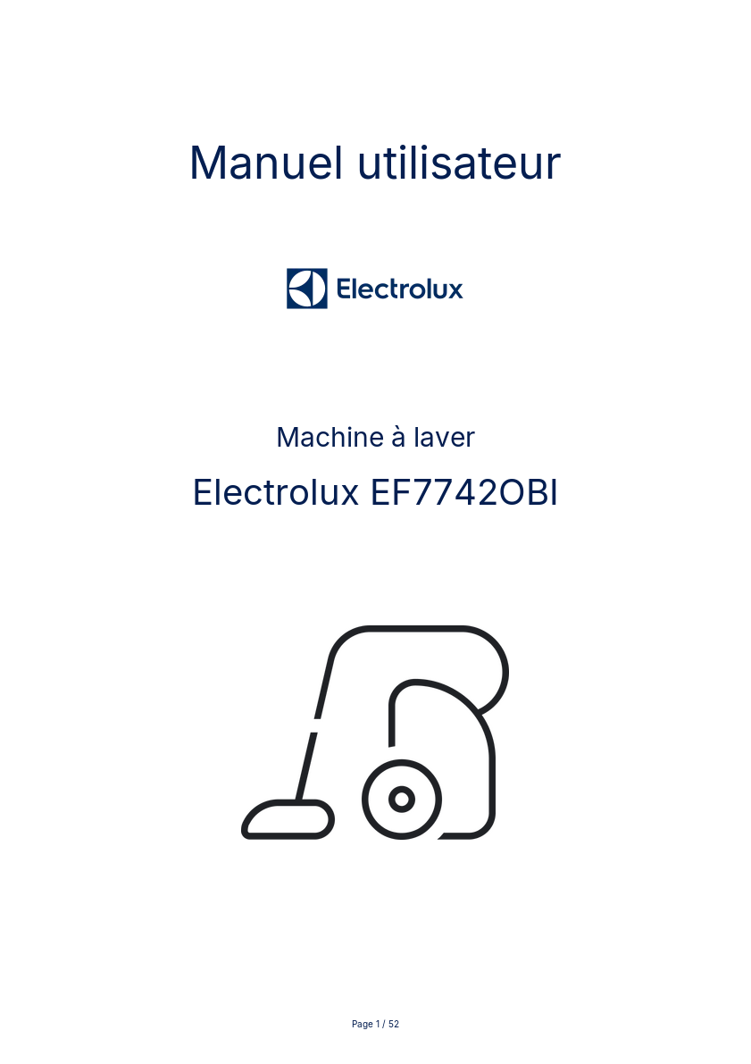 Page n°1 - Manuel utilisateur Electrolux EF7742OBI