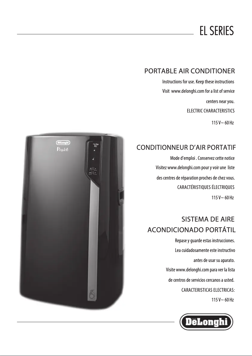 Page 1 de la notice Manuel utilisateur DeLonghi Pinguino Compact Arctic Whisper PACEM375WRC-6ALLG