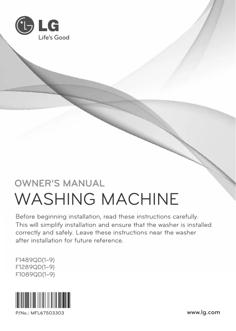 Page 1 de la notice Manuel utilisateur LG F1289QD