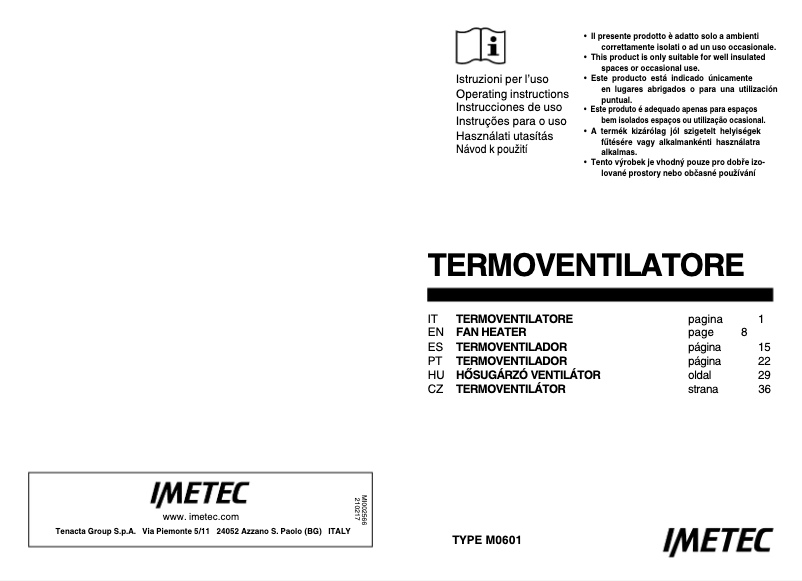First page image of the manual for M0601