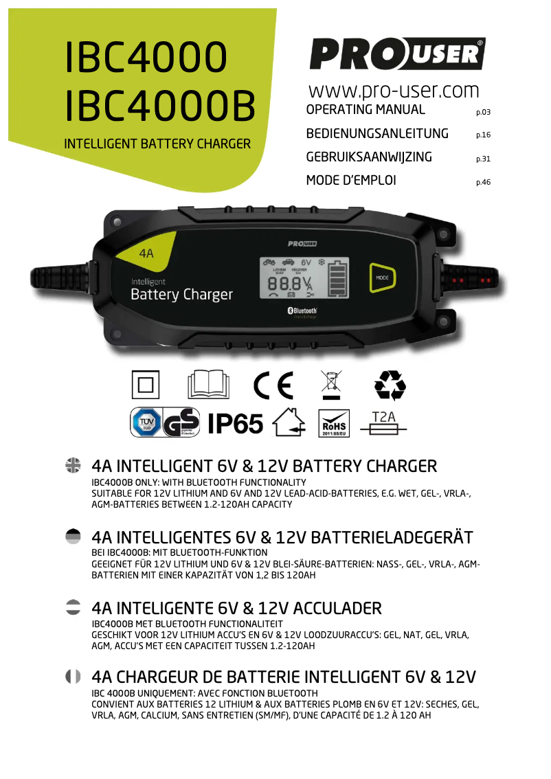 Page 1 de la notice Manuel utilisateur Pro-User IBC4000B