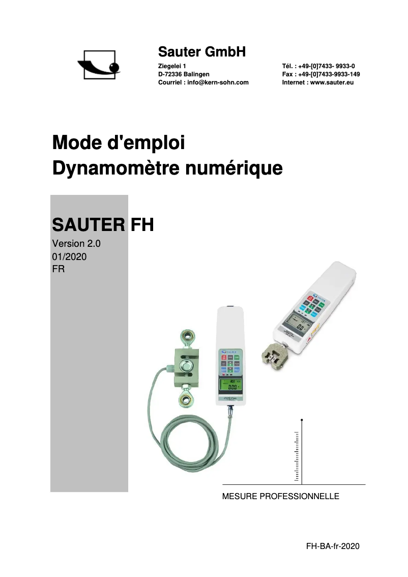 Page n°1 - Manuel utilisateur Sauter FH 50K