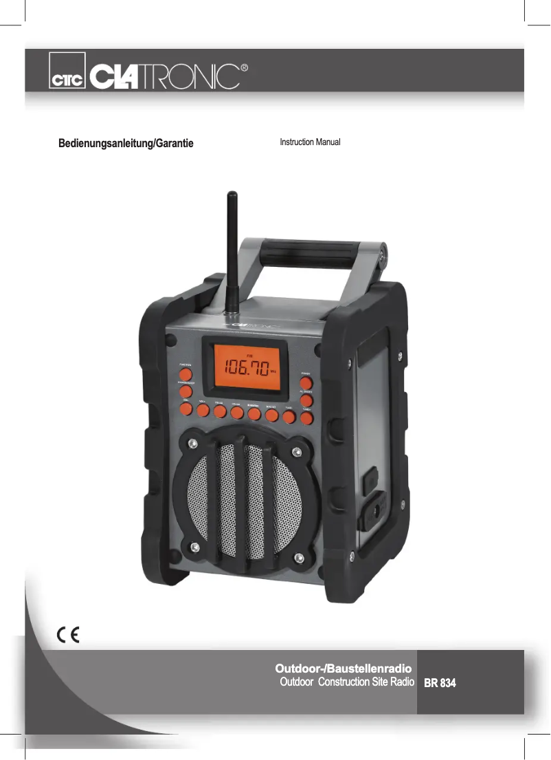 Page 1 de la notice Manuel utilisateur Clatronic BR 834