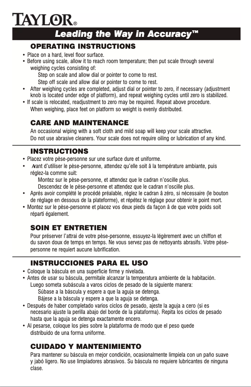 Page 1 de la notice Manuel utilisateur Taylor 4832W