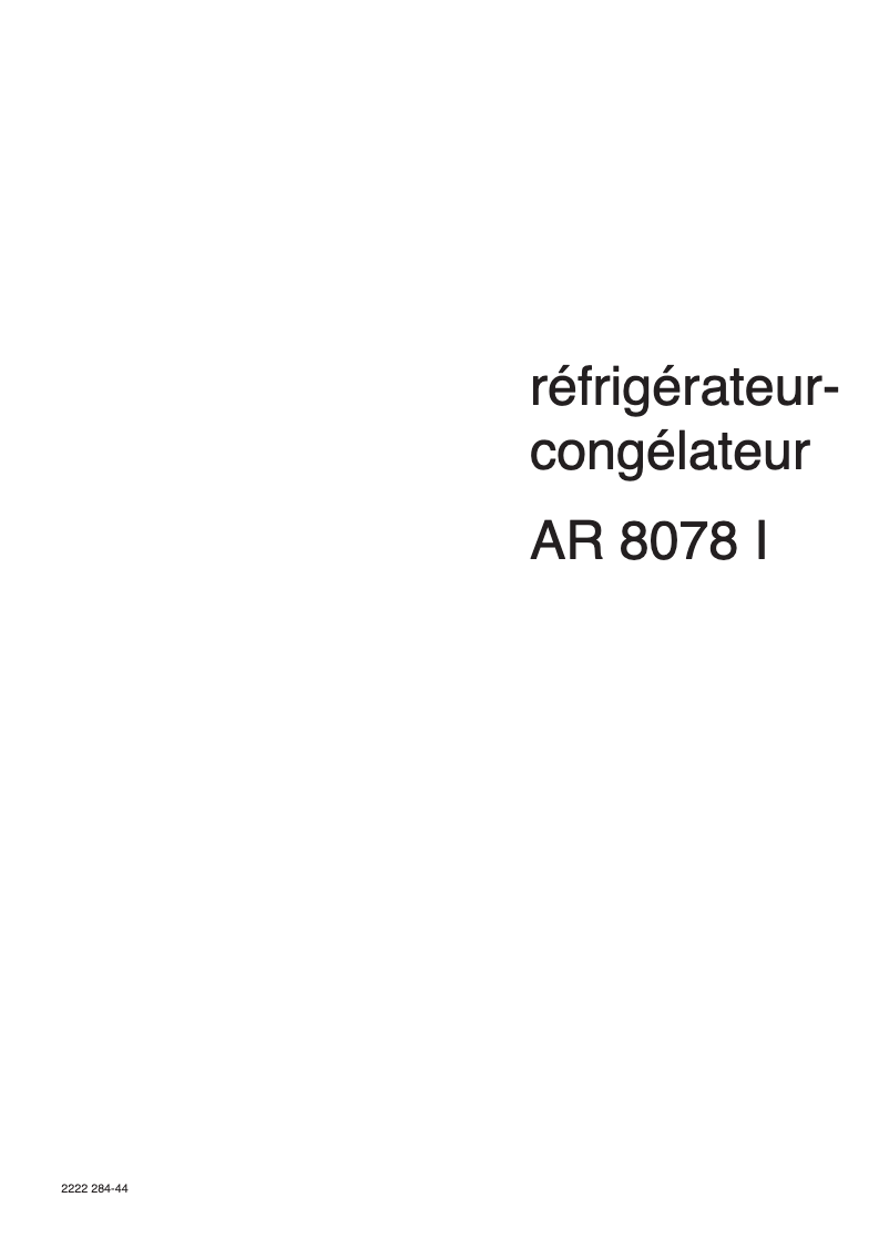 Page n°1 - Manuel utilisateur Arthur Martin-Electrolux AR8076I