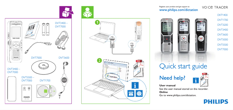 Image de la première page du manuel de l'appareil Voice Tracer DVT1700