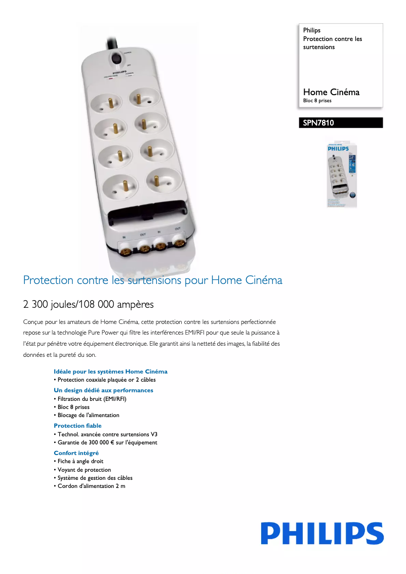 Page n°1 - Fiche technique Philips SPN7810