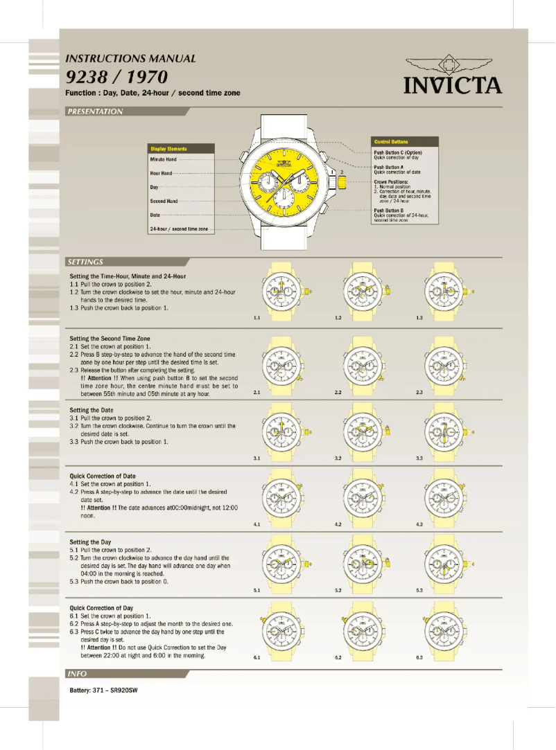 Page 1 de la notice Manuel utilisateur Invicta Wildflower 14873