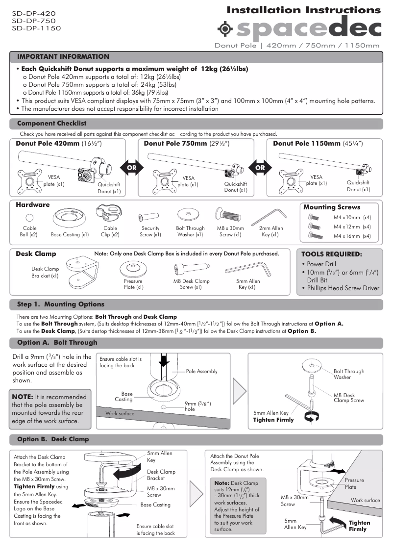 Page n°1 - Manuel utilisateur Atdec SD-DP-750