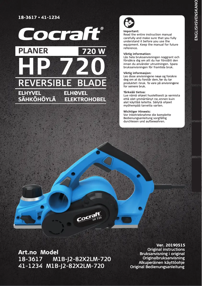 Page 1 de la notice Manuel utilisateur Cocraft HP 720