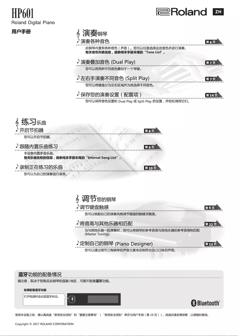 Page 1 de la notice Manuel utilisateur Roland HP601