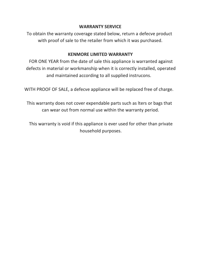 Page 1 de la notice Manuel utilisateur Kenmore NY15ER-7