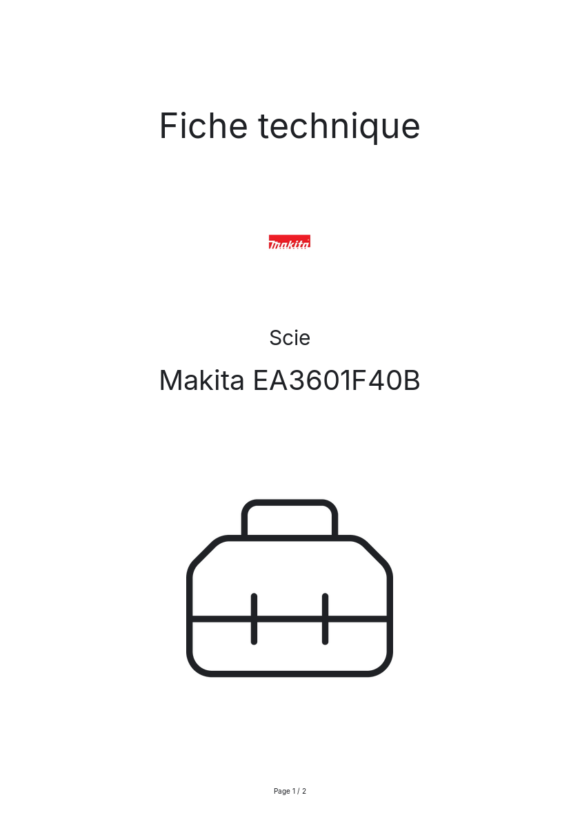 Page n°1 - Fiche technique Makita EA3601F40B