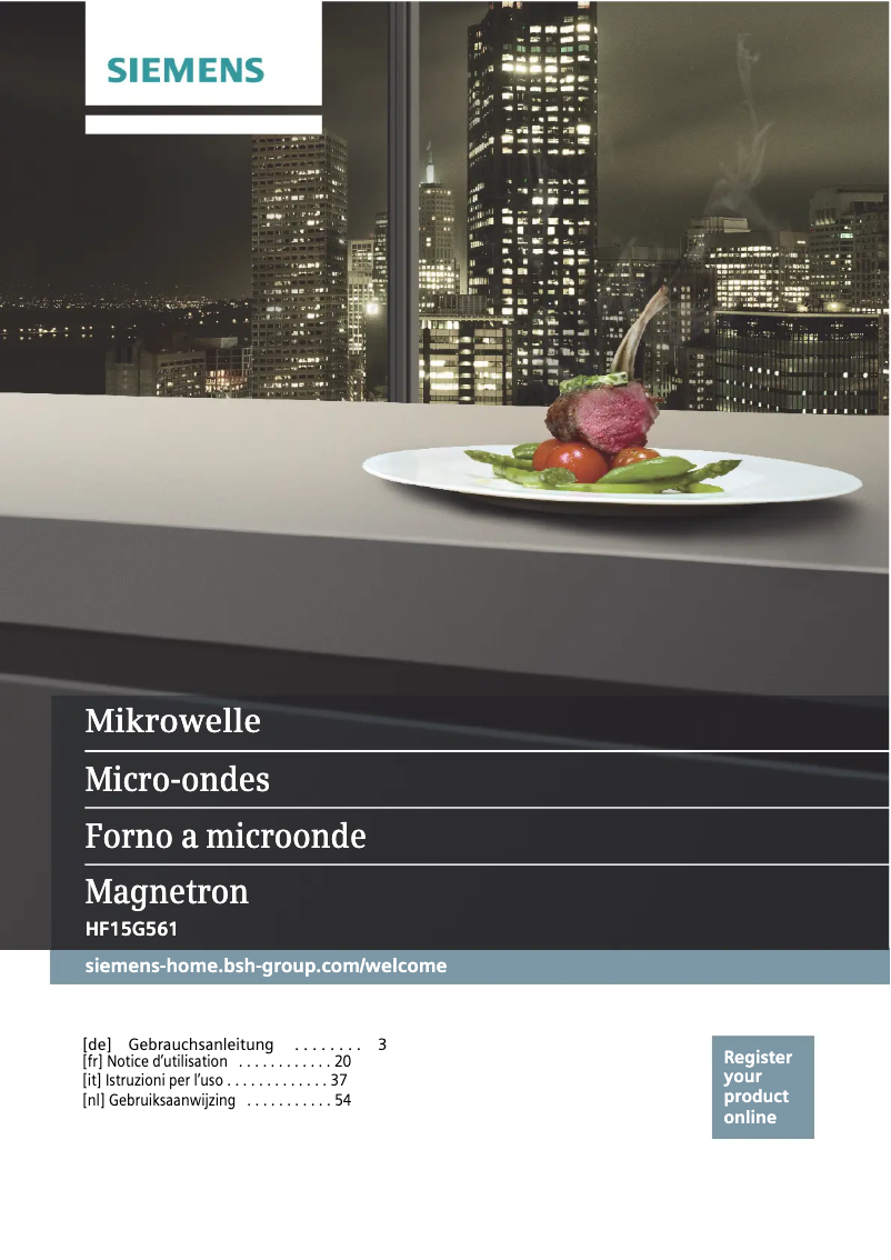 Page 1 de la notice Manuel utilisateur Siemens HF15G562