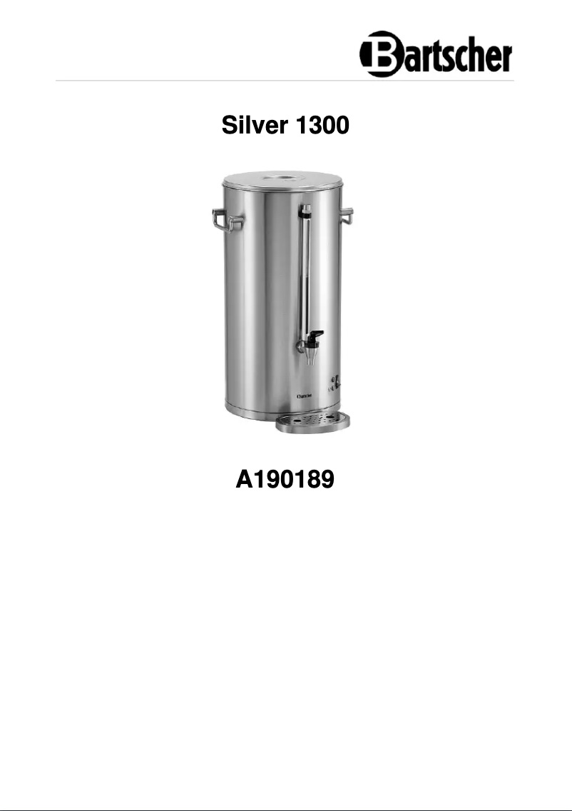 Page n°1 - Manuel utilisateur Bartscher Silver 1300