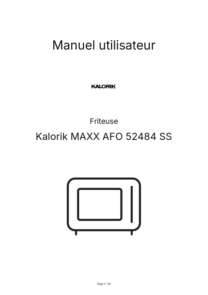 Page n°1 - Manuel utilisateur Kalorik MAXX AFO 52484 SS