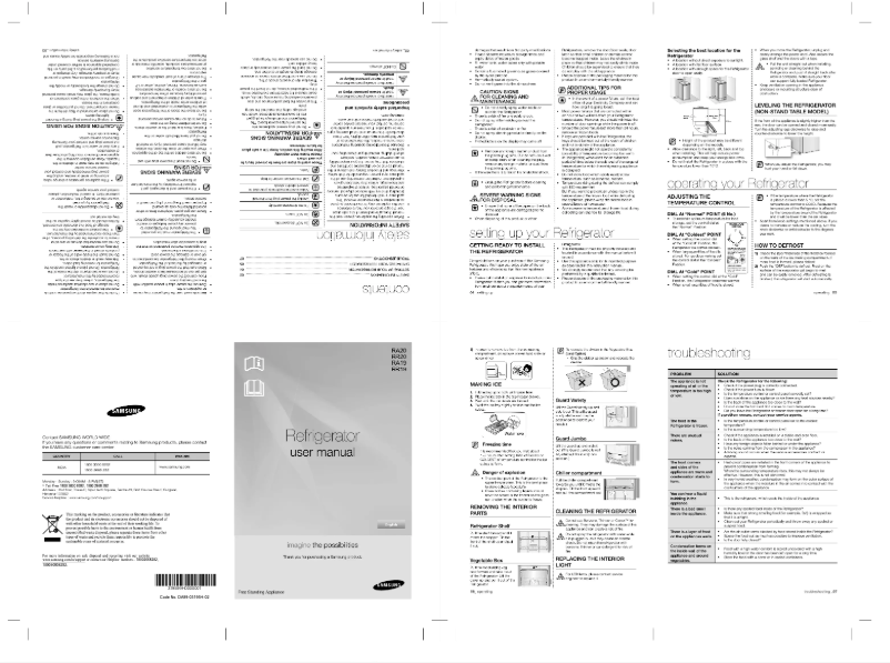 Page 1 de la notice Manuel utilisateur Samsung RA20GCRR1