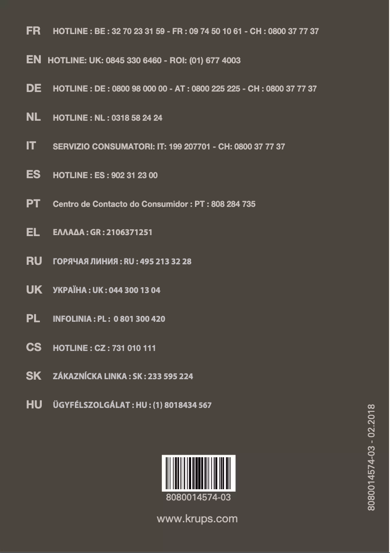 Page n°1 - Manuel utilisateur Krups Espresseria Automatic EA8220FR